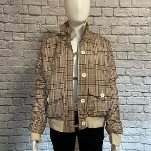 Hurley Plaid Bomber Jacket - Black/Orange/Cream Plaid